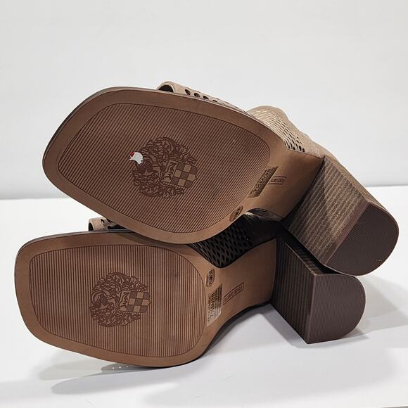 Vince Camuto Katnina Bootie Perforated Leather Open Toe Size 7.5 M Taupe - Picture 10 of 14